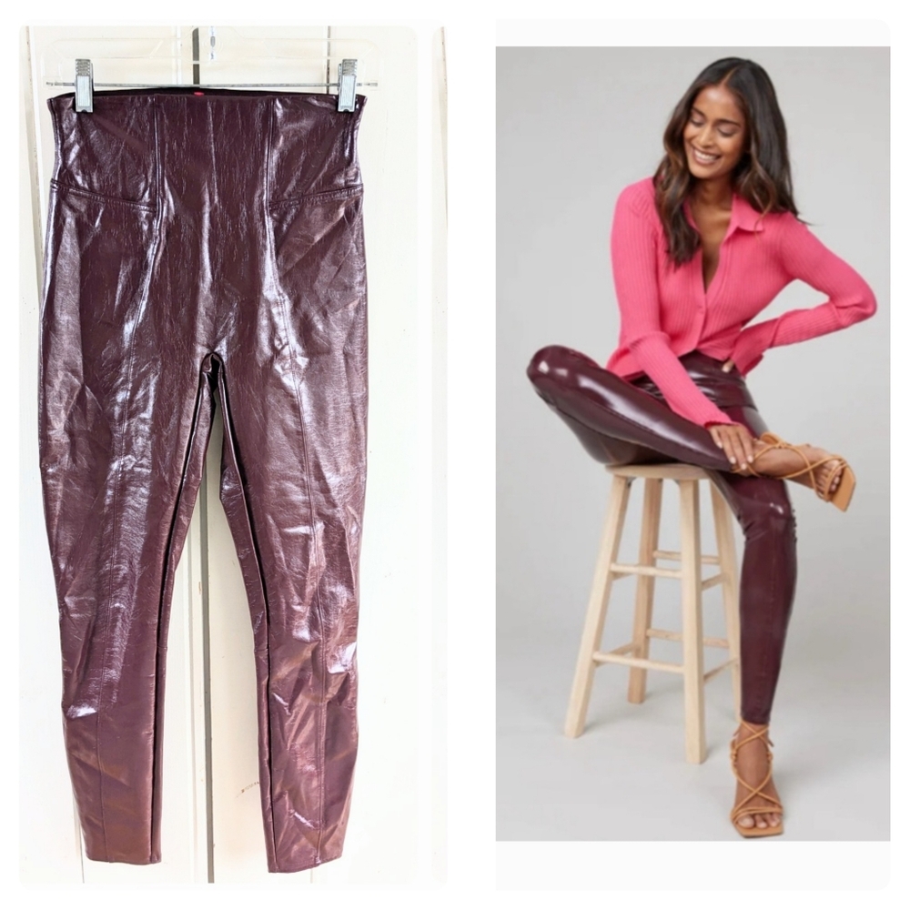 SPANX Liquid Faux Leather Leggings sz S